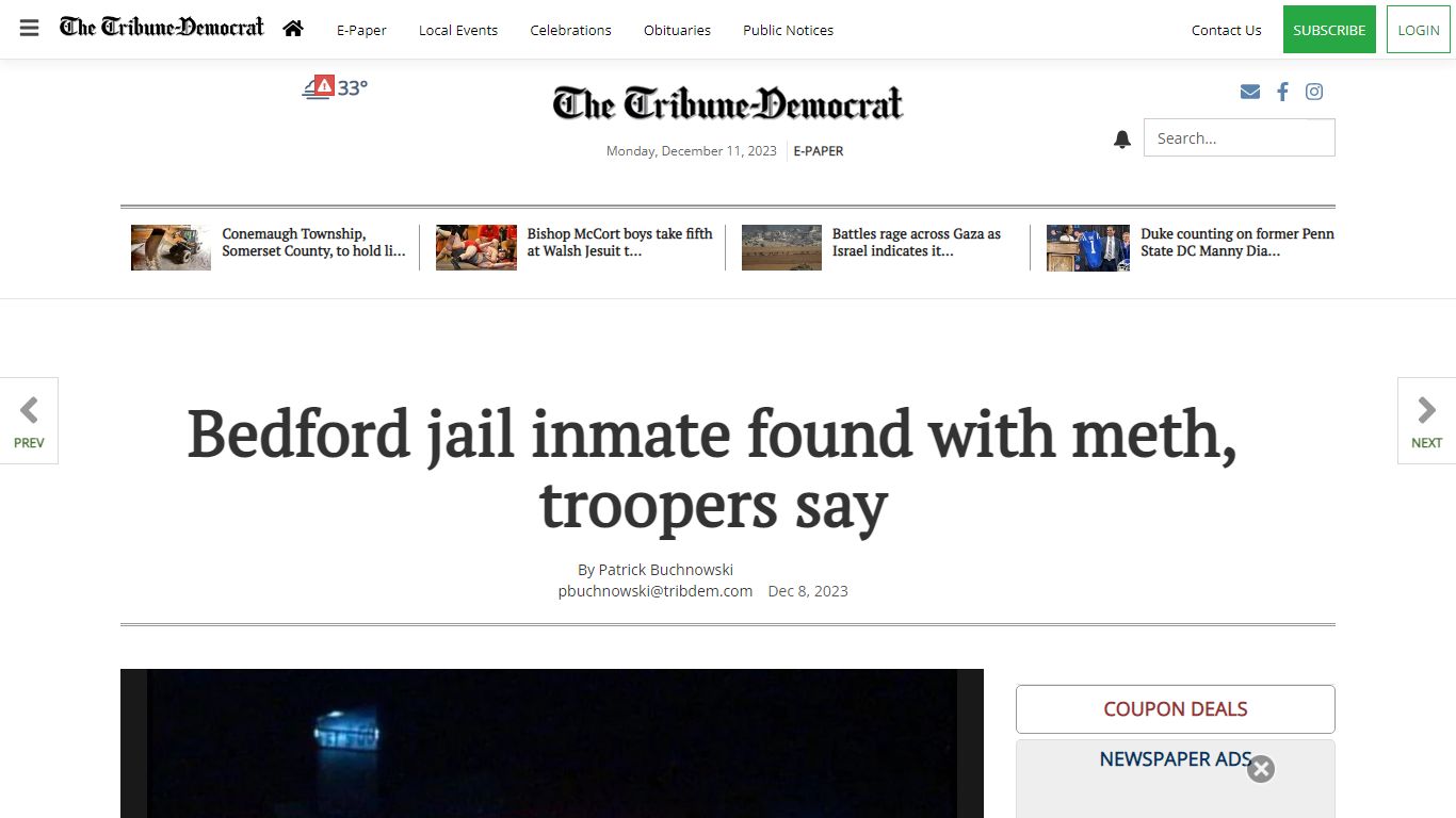 Bedford jail inmate found with meth, troopers say | Local News ...
